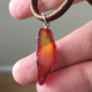 Natural Baltic amber suede pendant necklace